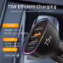 P54 auto punjač s priključcima 2x USB-C / 2x USB-A - 75W - bijeli
