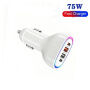 P54 set auto punjača s portovima 2x USB-C / 2x USB-A i kabela USB-C na USB-C - 75W - 1 m - bijela