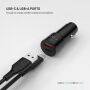 FIXED auto punjač s priključcima USB-C / USB-A - 63W - crni