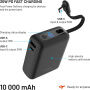 FIXED Zen 10 Loop powerbank s integriranim kabelom USB-C i priključcima USB-C / USB-A - 10 000 mAh - crna