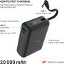 FIXED Zen 20 Loop powerbank s integriranim kabelom USB-C i priključcima USB-C / USB-A - 20 000 mAh - crna