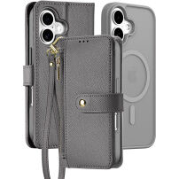 DUX DUCIS Odvojiva preklopna torbica Lawa 2u1 s MagSafe i novčanikom za iPhone 16 Plus - siva