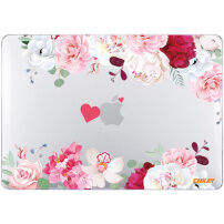 ENKAY svjetlucava prozirna maska sa uzorkom za MacBook Air 13" (A1932 / A2179 / A2337) - ružičasti božuri