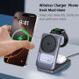 Q29 Qi2.2 3v1 sklopivi magnetni Bežična Stalak za iPhone / Apple Watch / AirPods - 25W - sivi