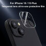 XDcase Kaljeno staklo za zaštitu leća stražnje kamere za iPhone 15 / 15 Plus - crno