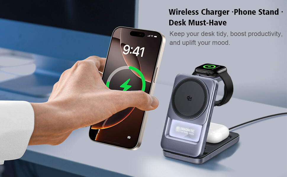 Q29 Qi2.2 3v1 sklopivi magnetni bežični stalak za iPhone / Apple Watch / AirPods - 25W - bijeli