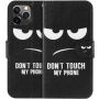 Flip futrola s postoljem Do not touch my phone za iPhone 11 Pro - crna