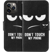 Flip futrola s postoljem Do not touch my phone za iPhone 11 Pro - crna