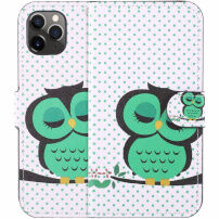 Flip futrola s postoljem spavajuća sova za iPhone 11 Pro - zelena