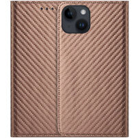 Preklopni etui s uzorkom od karbonskih vlakana za iPhone 13 mini - smeđi