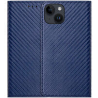 Preklopni etui s uzorkom od karbonskih vlakana za iPhone 14 - plavo