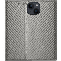Preklopni etui s uzorkom od karbonskih vlakana za iPhone 14 - sivo