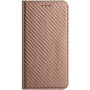Preklopni etui s uzorkom od karbonskih vlakana za iPhone 13 Pro Max - smeđi
