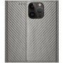 Preklopni etui s uzorkom od karbonskih vlakana za iPhone 13 Pro Max - sivo