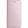 Preklopni etui s uzorkom od karbonskih vlakana za iPhone 14 Pro - ružičasto-zlatna