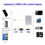 Adapter 8pin Lightning male za HDMI / VGA / audio female za iPhone / iPad - bijela