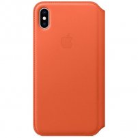 Apple Folio kožna flip futrola za iPhone XS Max - tamnonarančasta