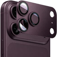 ENKAY Kaljeno staklo s metalnim okvirom za zaštitu leća kamere za iPhone 18 Pro - bordo