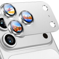 Rurihai Kaljeno staklo s metalnim okvirom za zaštitu leća kamere za iPhone 18 Pro - srebrno