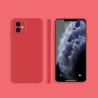 Silikonska zaštitna maskica s ravnim rubovima za iPhone 12 mini - crveni