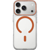 Prozirna maska od tvrde plastike s narančastim MagSafe za iPhone 17 Pro Max / 18 Pro Max - prozirna