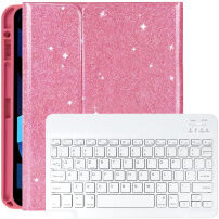 Svjetlucava Futrola s tipkovnicom i prostorom za Apple Pencil za iPad 9,7" (2017/2018) / Air 1 / 2 / Pro 9,7" - ružičasta