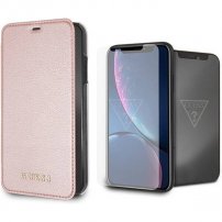 Guess Bundle futrola i kaljeno staklo za iPhone XR - ružičasto-zlatna