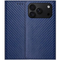 Preklopna futrola s uzorkom karbonskih vlakana za iPhone 17 Pro / 18 Pro - tamnoplava