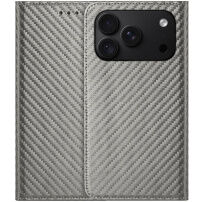 Preklopna Futrola s uzorkom karbonskih vlakana za iPhone 17 Pro Max / 18 Pro Max - siva
