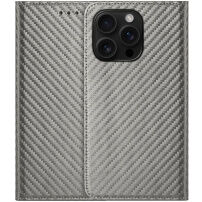 Preklopna Futrola s uzorkom karbonskih vlakana za iPhone 16 Pro Max - siva