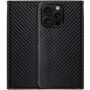 Preklopna Futrola s uzorkom karbonskih vlakana za iPhone 15 Pro - crna