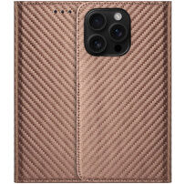 Preklopna Futrola s uzorkom karbonskih vlakana za iPhone 15 Pro - smeđa