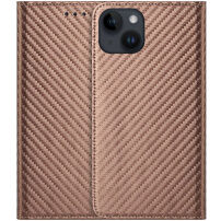Preklopna Futrola s uzorkom karbonskih vlakana za iPhone 15 - smeđa
