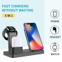 3u1 bežični stolni punjal za iPhone / Apple Watch / Airpods - crna